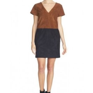 Faux suede color block dress